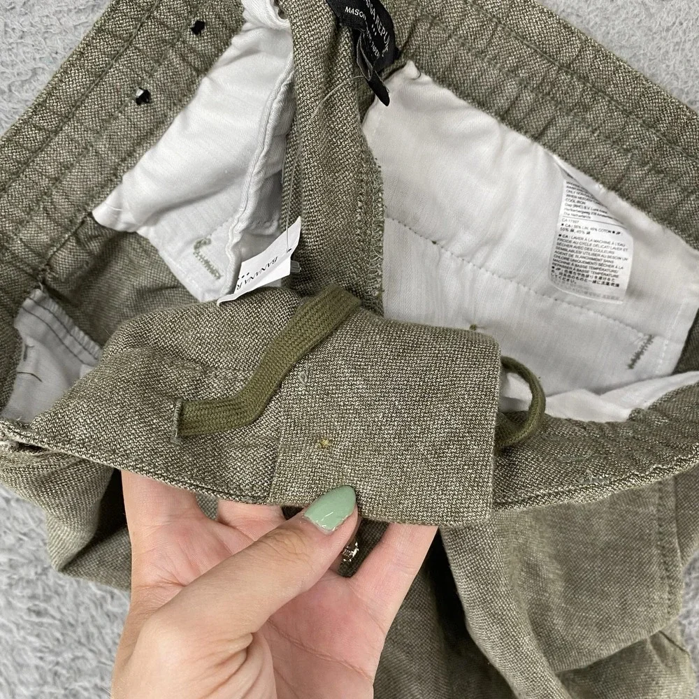 Banana Republic Mason Pants Mens 34x28 Green Linen Cotton Athletic Taper Chino